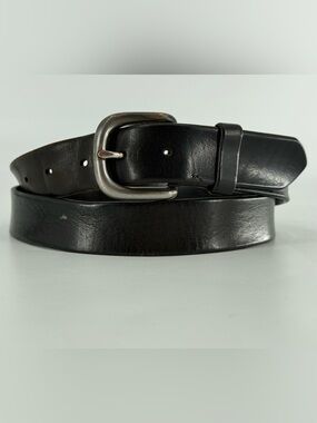 Vintage Very Worn Black Leather Belt Workwear 40